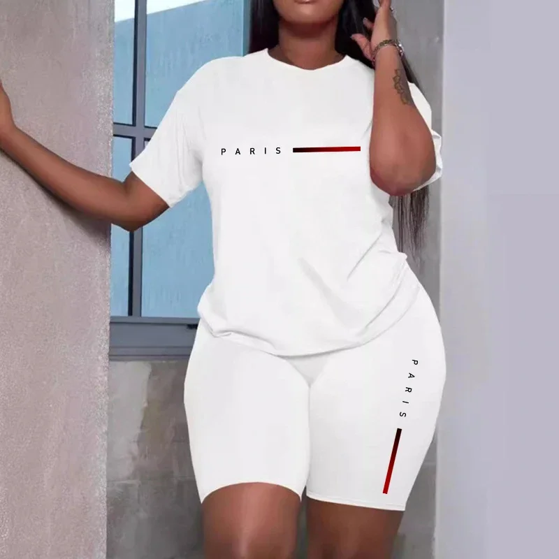 Women's Tracksuit Casual 2026 Summer Two Piece Sets Hot Sales Fashion Quality O-Neck Short Sleeve Sports T-Shirts Daily Clothing