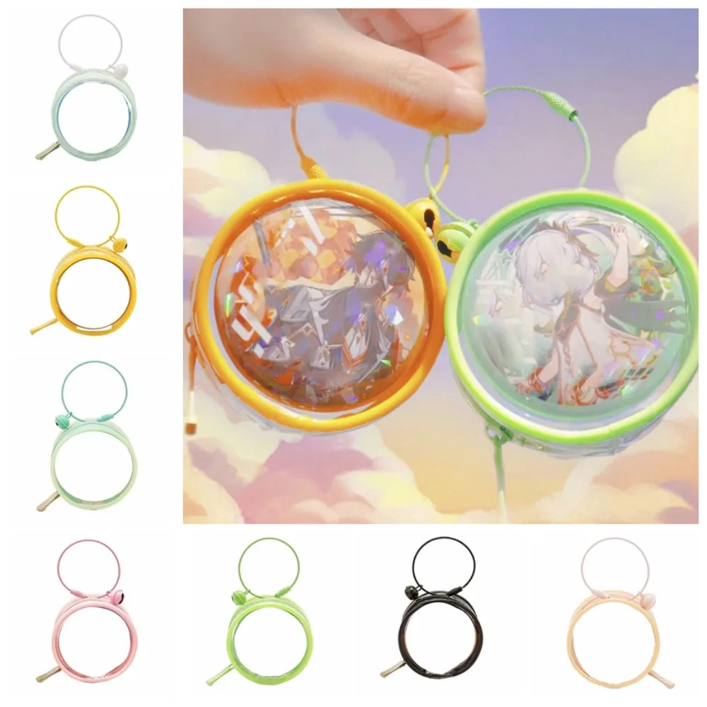 

Badge Display Round Badge Storage Pouch Protection Case Transparent Two-side Display Bag Keyring PVC Clear Outdoor Bag