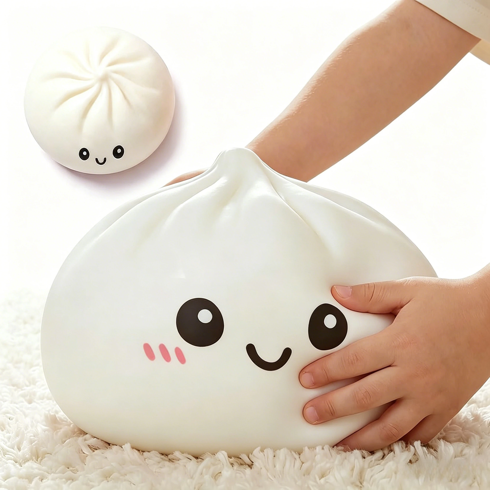 Aesthetic Bun Pillow Toy: Giant Maltose Texture Squeeze Cushion, Realistic Food Ornament, Trendy Office Desktop Decor, New
