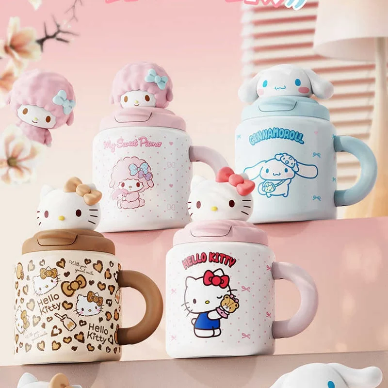 

600ml Hellokitty Insulated Cup With Straw Large Capacity Summer Ice Domination Cup Handle Water Cup For Women Daily Use Gift