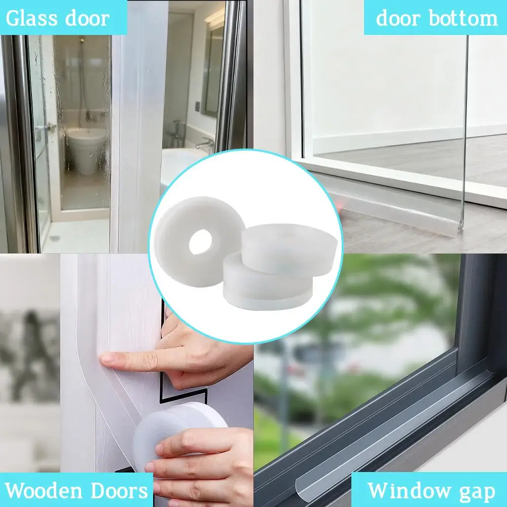 شريط عزل من السيليكون الشفاف، شريط لاصق قوي عازل للصوت للأبواب والنوافذ المقاومة للرياح #5