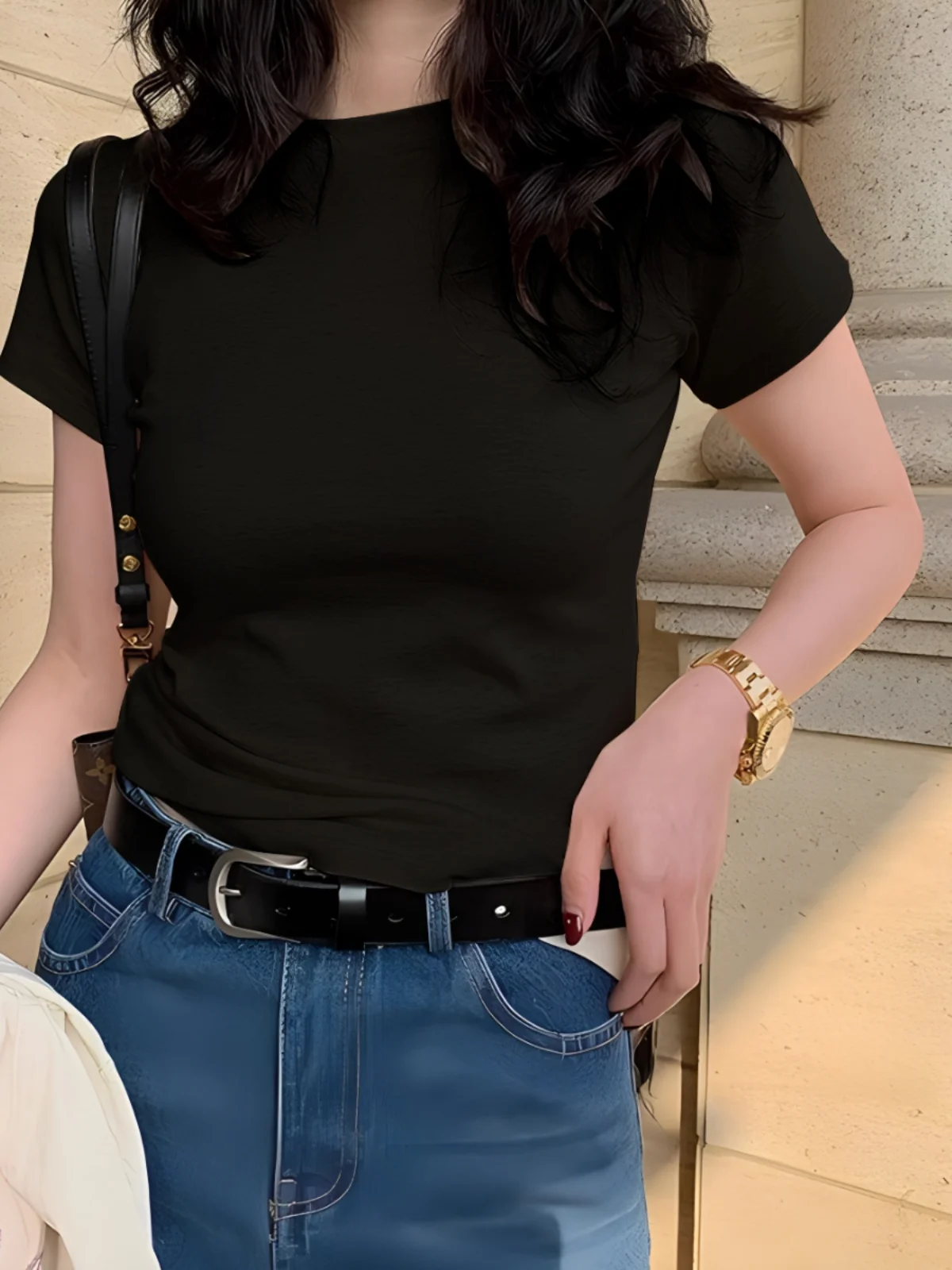 Klein Blue Women's Short Sleeve T-Shirt Pure Cotton Slim Fit Summer Top Half Sleeve Base Layer Short Style Inner Wear Ins