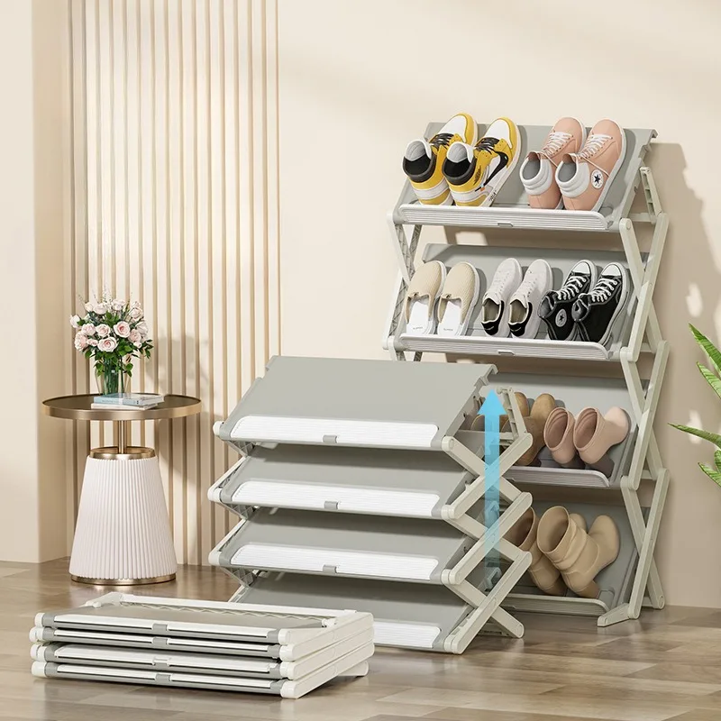 

Foldable Shoe Rack , Small Space Corner Folding Shoe Organizer Storage Multipurpose Free Standing Vertical Floor Shoe Stand