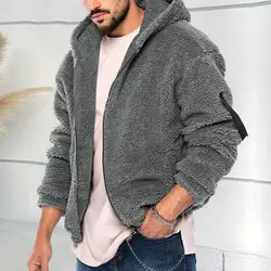 Veste à capuche en peluche à manches longues pour hommes, sweat-shirt à capuche épais, manteau chaud, manteau d'optique, sourire moelleux