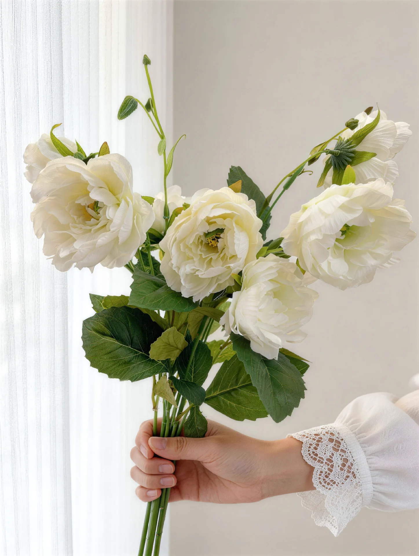 10 Stück Künstliche Zweikopf-Pfingstrosen aus Seide, Blumen für Heimdekoration, Künstliche Pfingstrosen für Hochzeitsdekoration, Blumenarrangements, Foto-Requisiten – Detail 3