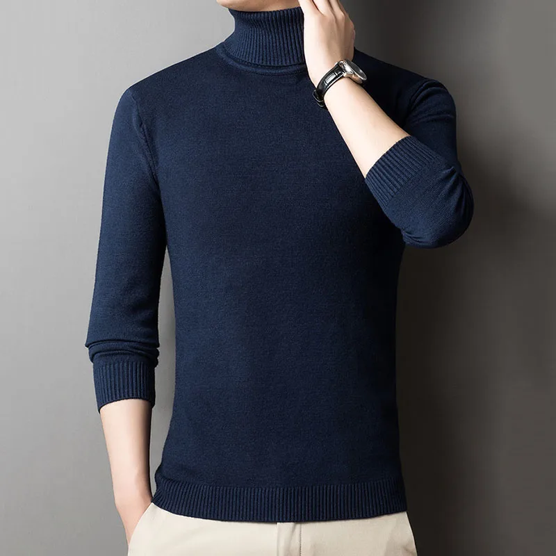 

Новинка 2024, мужские трикотажные свитера с воротником, осень-зима, вязаные пуловеры с длинными рукавами, элитная модная модная мужская одежда