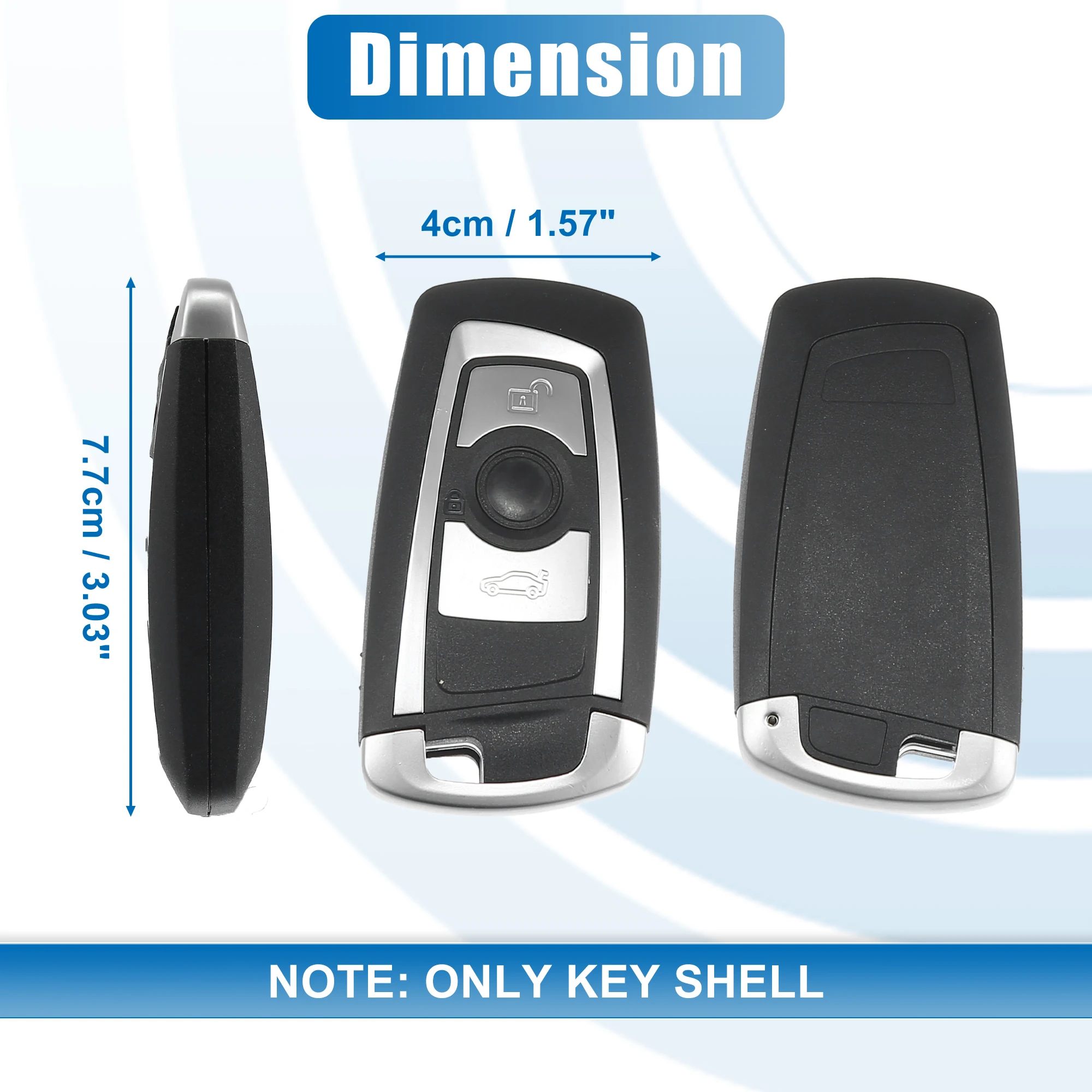 ปลอกหุ้มปุ่ม kunci REMOTE mobil ของ uxcell 3ปุ่มสำหรับ BMW 335i /xi/ci GT xDrive 2005-2011อุปกรณ์อะไหล่ทดแทน