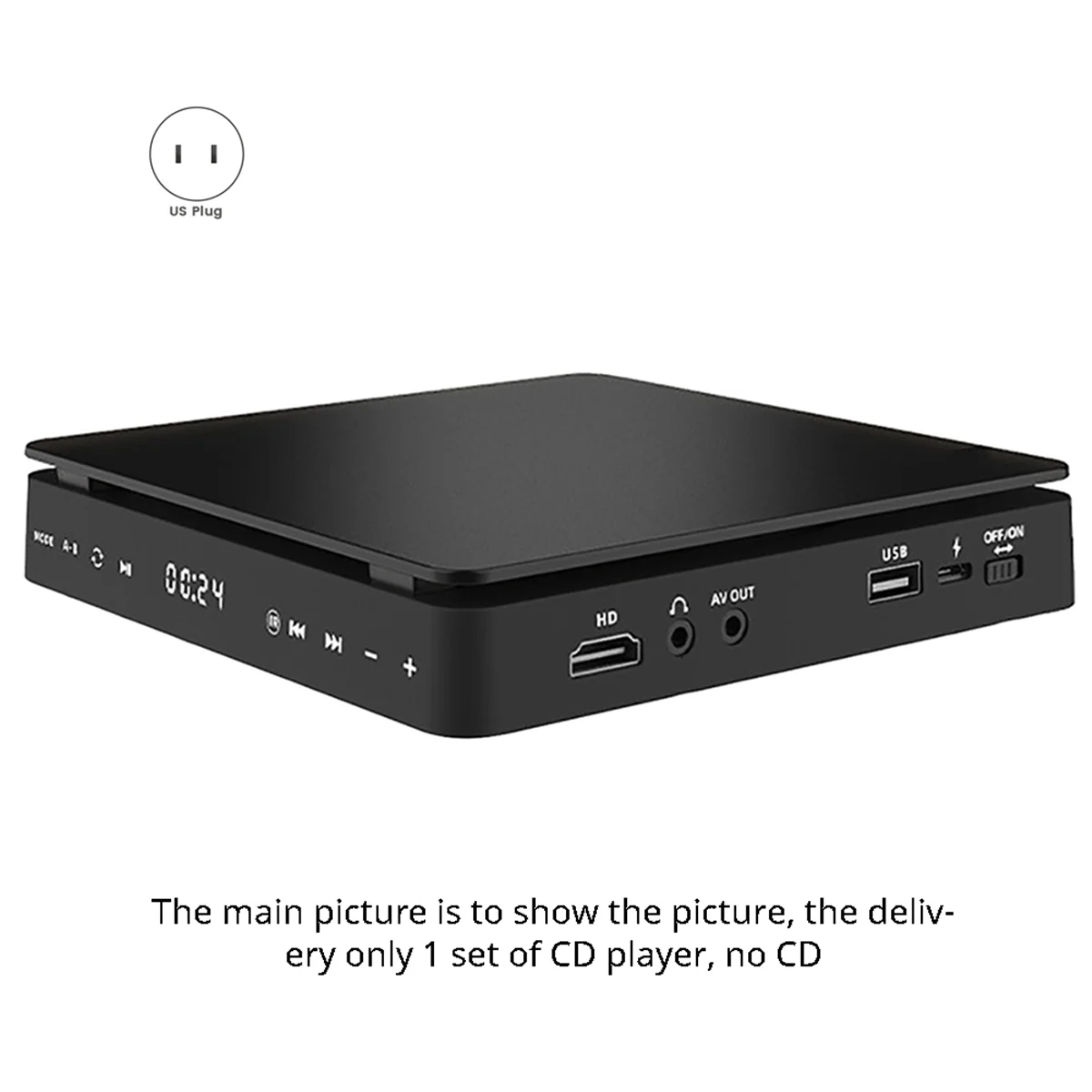 Mini CD Player Home DVD/VCD Hd Video Dvd Player Hifi Stereo Speakers 1080P Portable DVD Player for TV(US Plug)