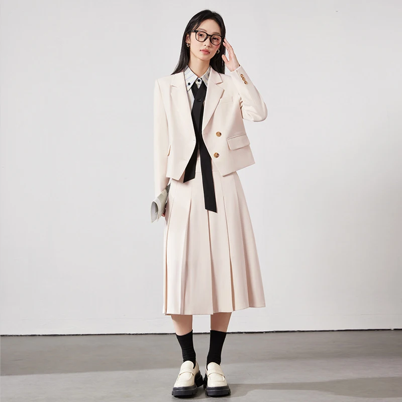 Short blazer for petite women, spring and autumn2026New professional formal attire with a high-end, elegant feel, suit and skirt