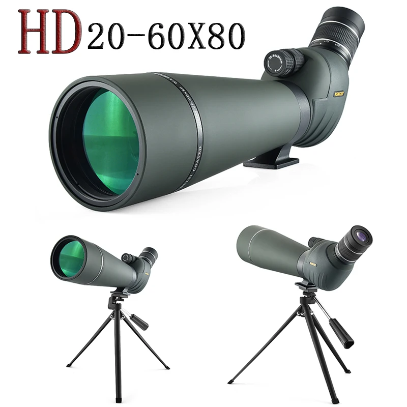 

Updated 20-60x80 Spotting Scopes with Tripod Carrying Bag BAK4 High Definition Waterproof Spotter Scope for Bird Watching HD