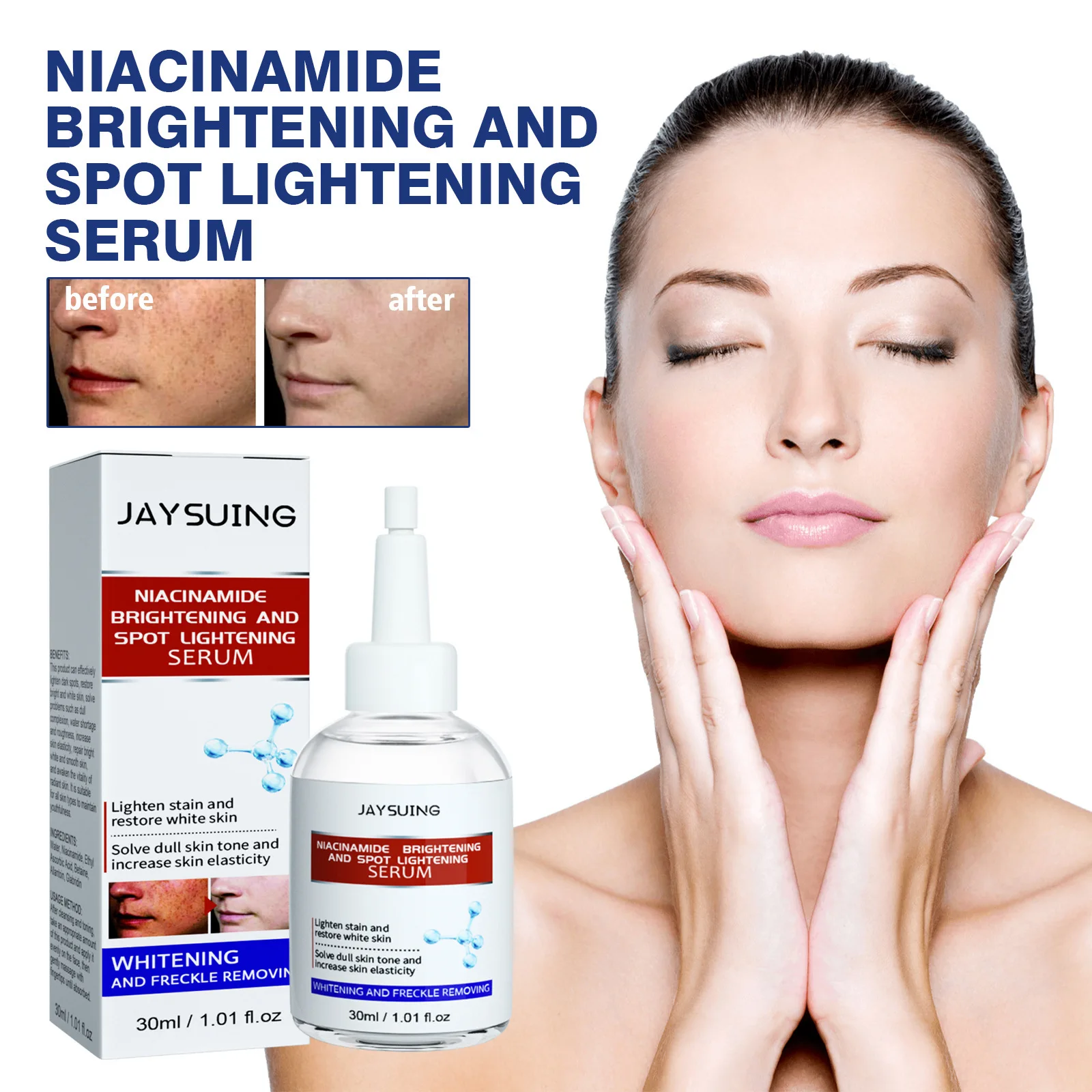 Effective Whitening Serum Nicotinamide Brightening and Fading Spot Essence Removing Black Spot Increase Skin Elasticity 30ml