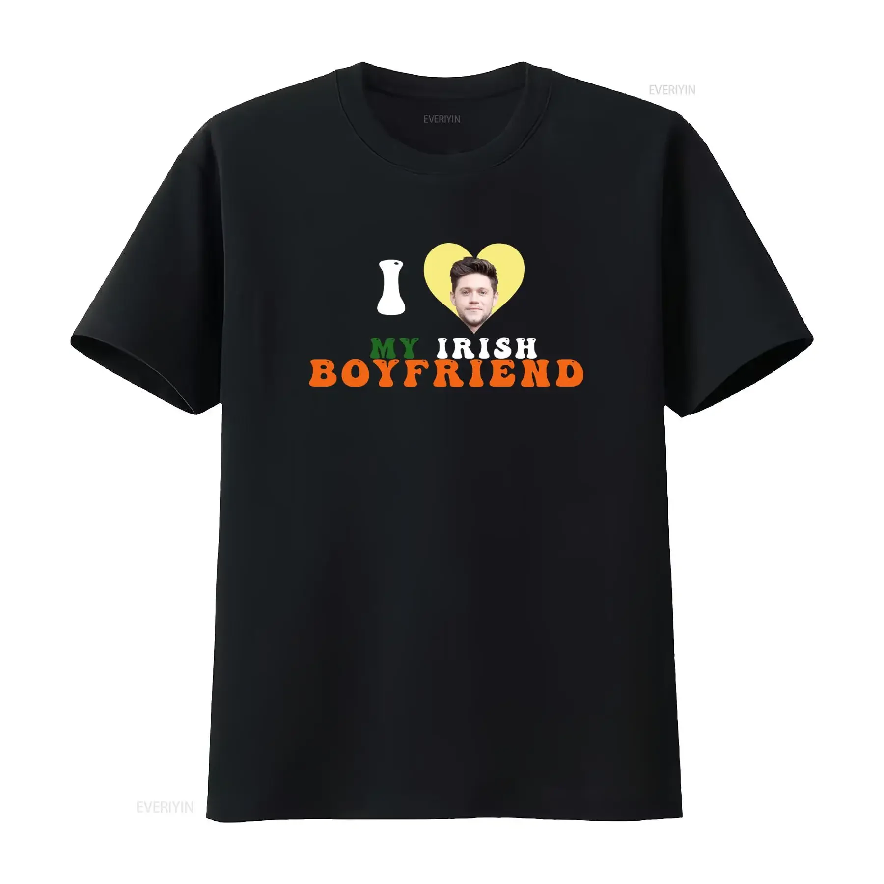 Stylish I Love My Irish Boyfriend Niall Horan Print T Shirt for Fashion Forward Fans vintage Washed Breathable