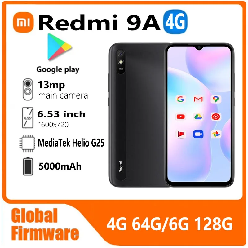 Xiaomi Redmi 9A smartphone Global firmware 4G celular android MediaTek Helio G25 4GB 64GB 5000mAh 13MP used phone