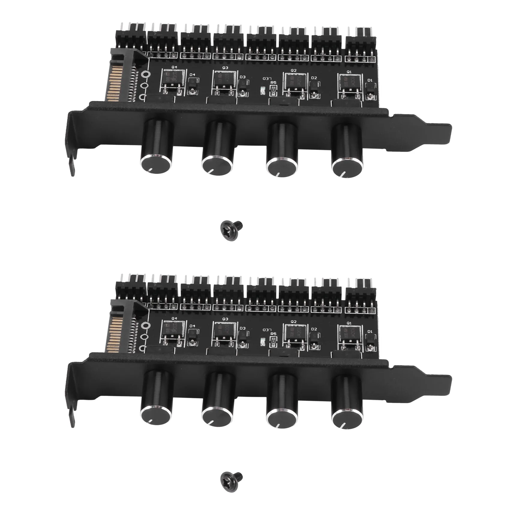 N35R-2X Pc 8 Channels Fan Hub 4 Knob Cooling Fan Speed For Cpu Case Hdd Vga Pwm Fan Pci Bracket Power By 12V Fan Control