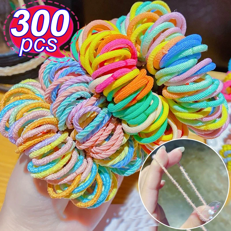 

300Pcs Hair Bands Girl Candy Color Small Elastic Rubber Band Hair Band Child Baby Headband Scrunchie Hair Accessories for Hair