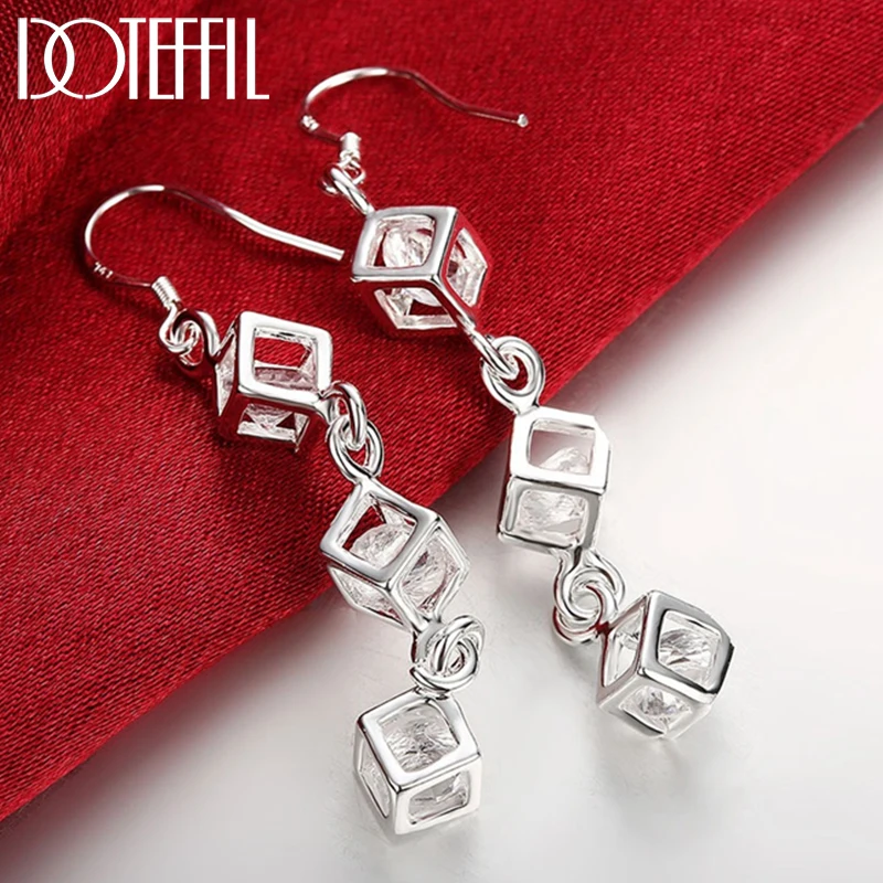 DOTEFFIL 925 Sterling Silver Baishige AAA Zircon Drop Earrings Charm Women Jewelry Fashion Wedding Engagement Party Gift