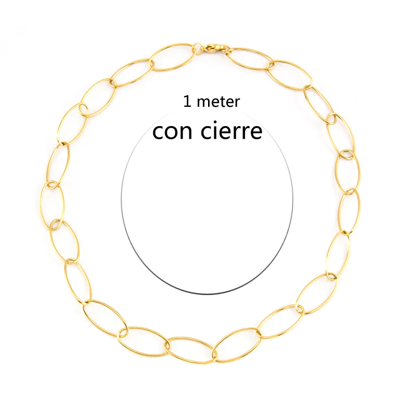 DIY Stainless Steel Sell In Meter  Big Oval Necklace Women Long O link chain silver/gold color female Jewelry Collares