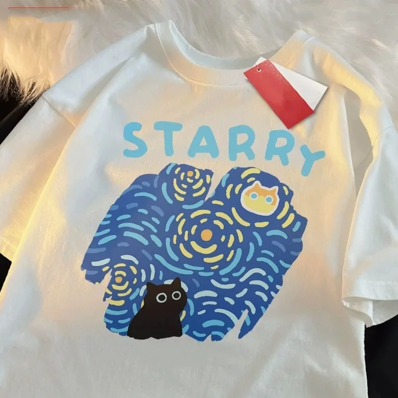 

2025 Japanese Art Cotton Tee Men Short Sleeve Round Neck 100% Cotton Breathable Fabric Casual Loose Fit Urban Aesthetic Style