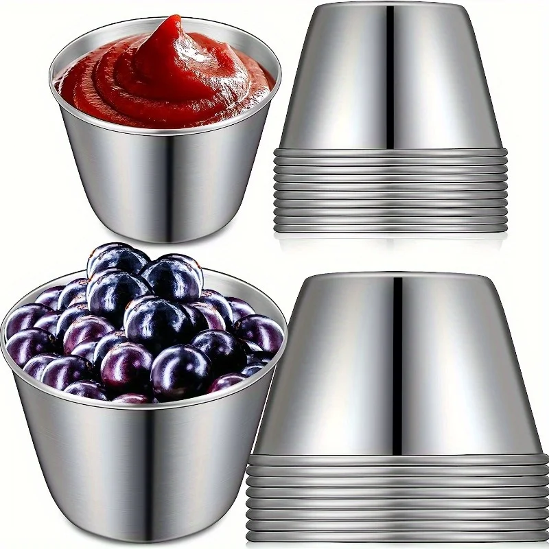 Stainless Steel Sauce Cup Dipping Saucer, Ramekins Saucers, Small Sauce Cups, Appetizer Plate Dipping Sauce Cup
