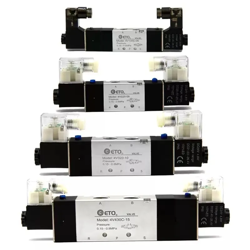 4V220-08 DC12V  DC24V AC110V 220V  High Quality Solenoid Valve Pneumatic valveAir 5 way 2 Position 1/4&quot Coil Alloy Internal