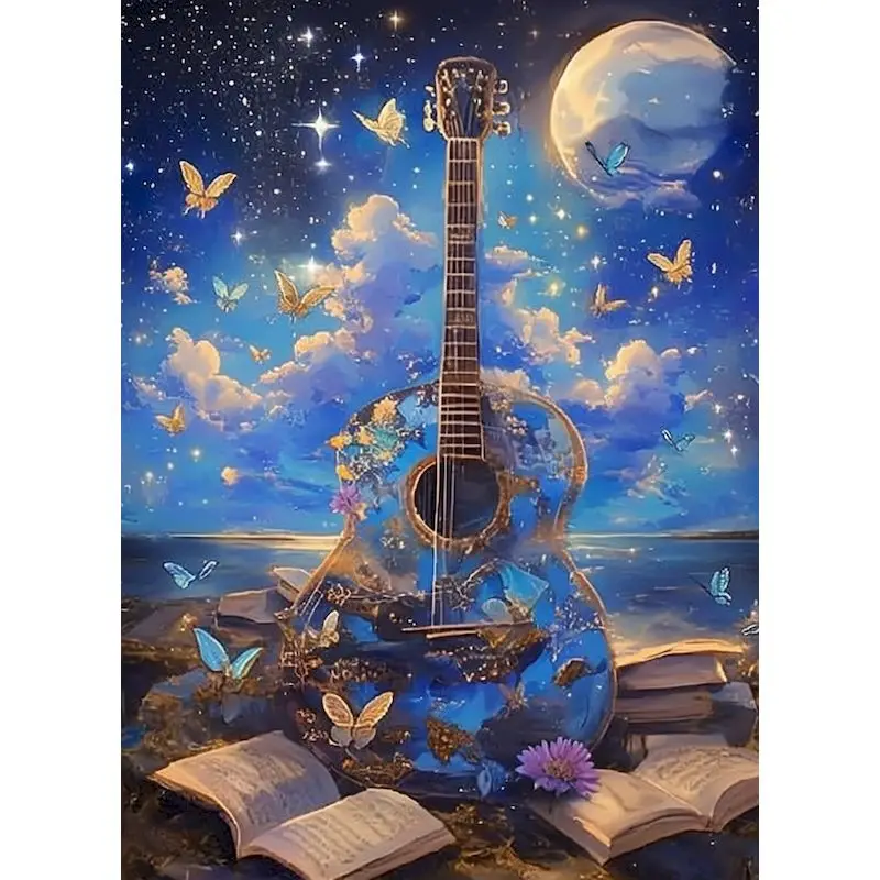 

GATYZTORY Guitar Painting By Numbers Living Room Decoration Art Supplies Scenery Easy Paint Home Wall Art Decor Color by Numbers