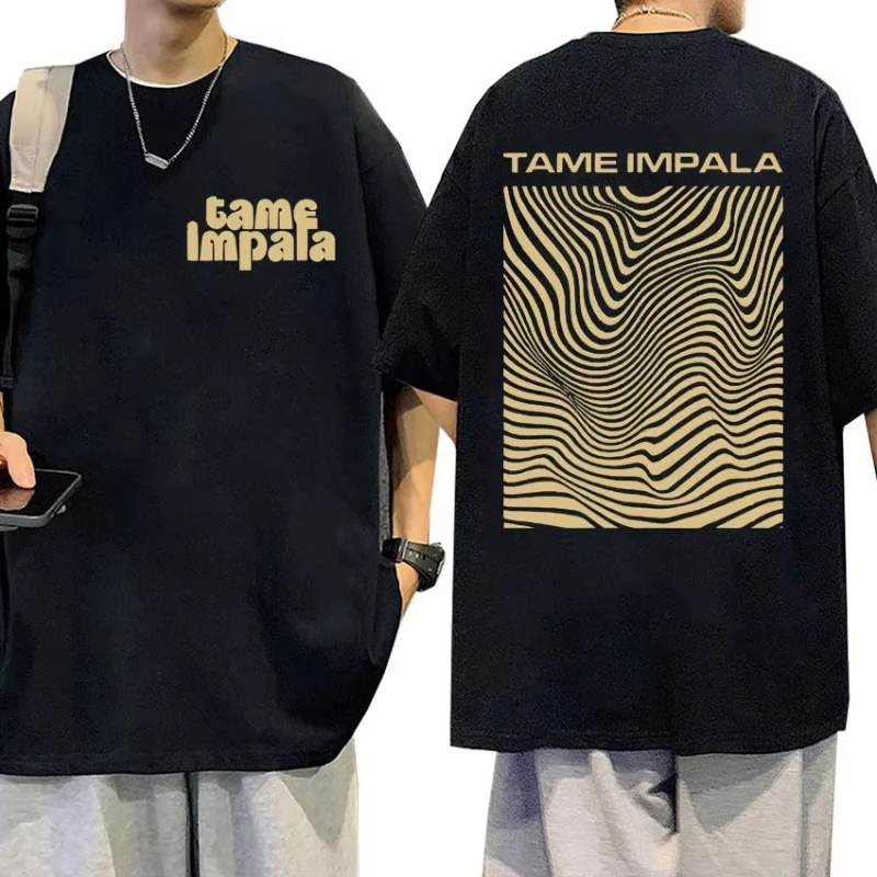 Camiseta psicodélica de la banda Tame Impala 100% de algodón para hombre, camisetas de verano con gráficos de álbum de gran tamaño, ropa informal estilo Hip Hop Y2k para mujer