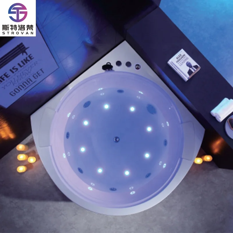 

ZXHK Modern Acrylic Jakuzzi Indoor Bathtub Hydromassage Fibreglass Double Whirlpool Jaccuzi Spa Bathtub With Led Light