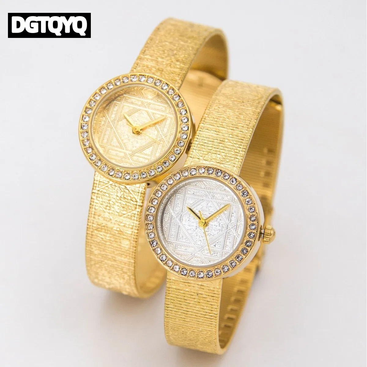 Classic Rattan Grid Embossed Small Gold Women's Quartz Watch Rhinestone Steel Strip Business Watch for Girls reloj para mujer