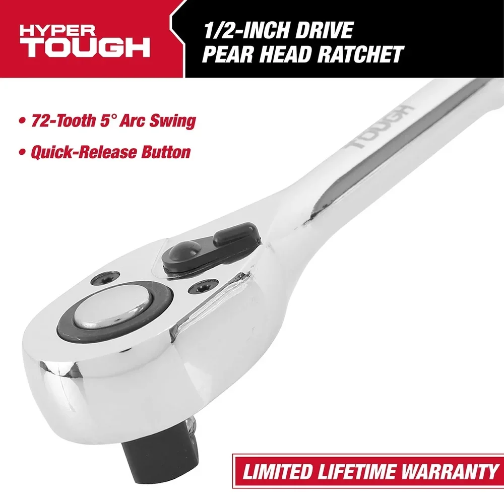 Привод 1/2 дюйма, 72-зубчатая грушевидная головка, храповая головка, хромированный быстроразъемный сверхмощный стальной инструмент, эргономичная ручка, 5800 В