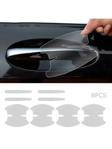 8PCS Universal Car Door Handle Bowl Scratch Protective Stickers Transparent Car Handle Anti-collision Protection Strip