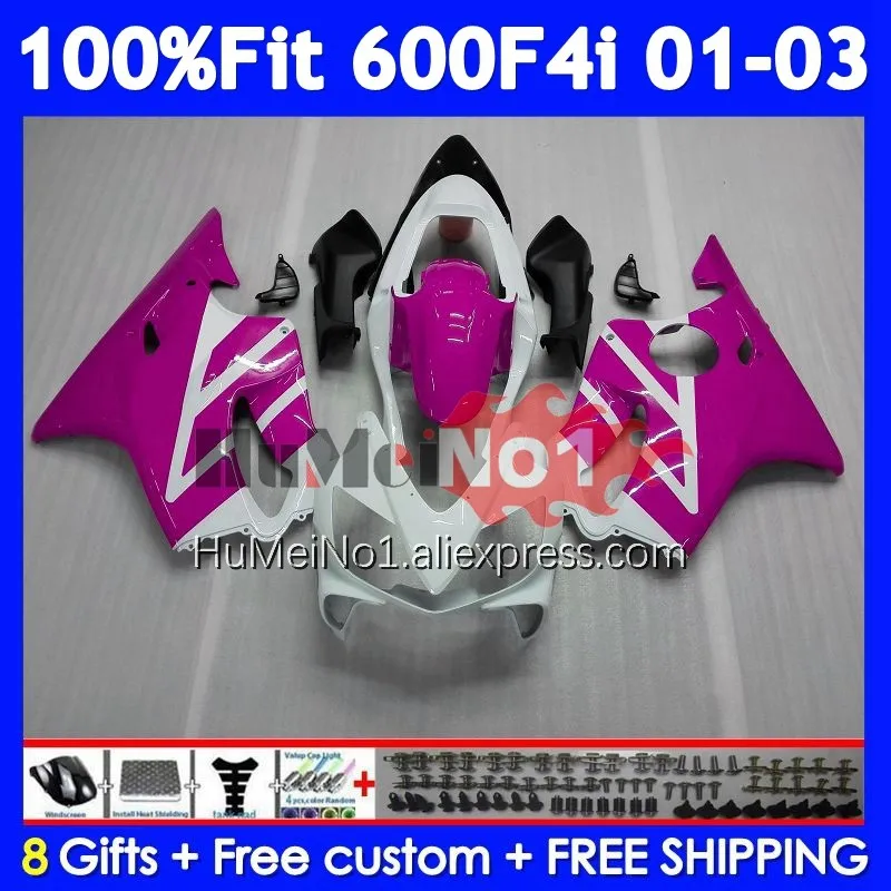 Pink White Injection Body For HONDA CBR 600 F4i 600F4i 600CC CC 34No.183 CBR600F4i 01 02 03 CBR600 F4i 2001 2002 2003 Fairings