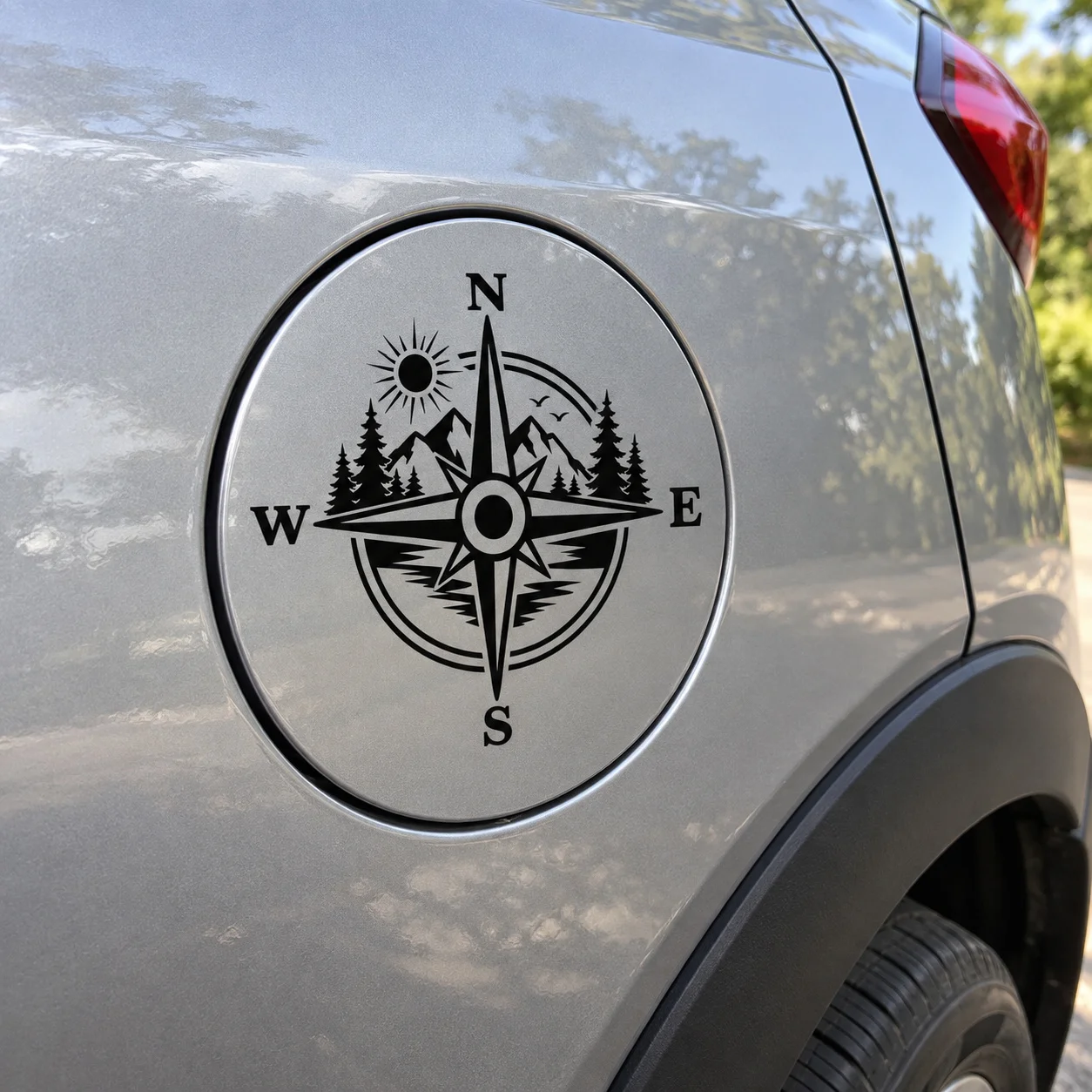 Mountain Compass Rose Car Sticker Adventure Outdoor Forest Vinyl Decal for Auto Window Bumper Decor