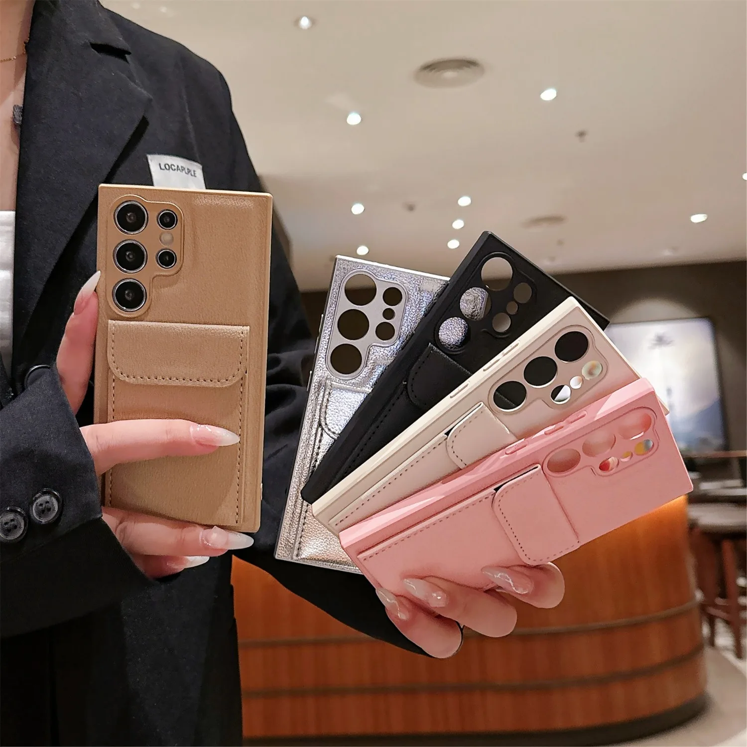Vegan Leather Solid Color Wallet Case For Samsung Galaxy S26 Ultra S25 S24 S23 Plus Card Slot Stand Anti-Shock Cover view 6