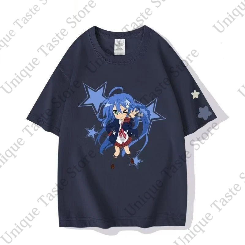 ‌Lucky Star Izumi Konata Print T Shirt Anime Lucky☆Star Cartoon Cute Print T-shirt Summer Comfortable Cotton Short Sleeve Tee