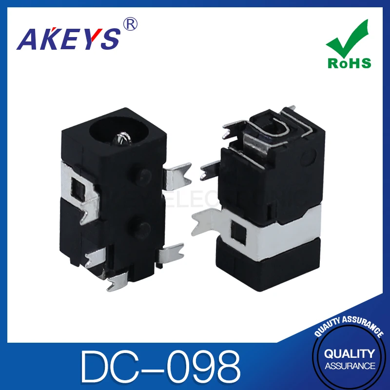 10pcs DC-098 fixed feet 2 outer diameter 4.3 inner core 1.65 pins 5-pin high temperature resistant DC power socket female