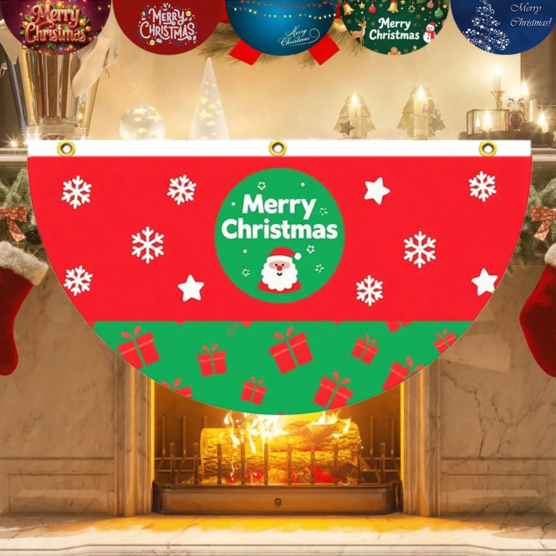 

2025New Christmas Fan-shaped Flag Outdoor Family Gathering Scene Layout Decorative Curtain Cloth Gift New Year Navidad Novedades