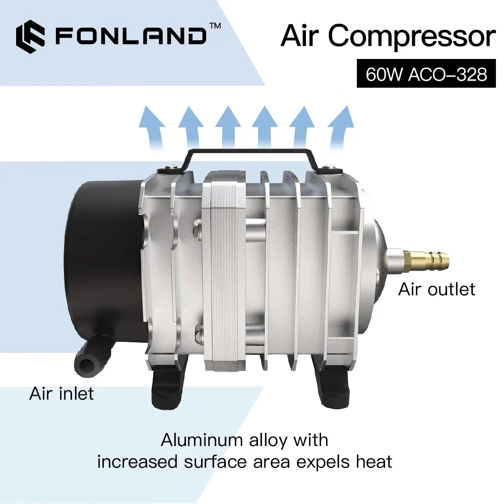 FONLAND ACO-328 60W Air Compressor Electrical Magnetic Air Pump for CO2 Laser Engraving Cutting Machine