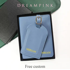 Personalize Initials Travel Passport Cover Luggage Tag With Gift Box Custom Gold Sliver Letters Wedding Travel Accessories Gift