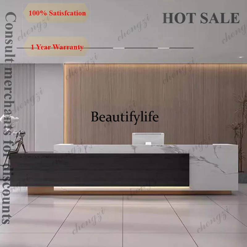 D1089 Organizers Industrial Reception Desks Wood Unique Best Long Reception Desks Company Led Lights Mostrador Commercial Furnit