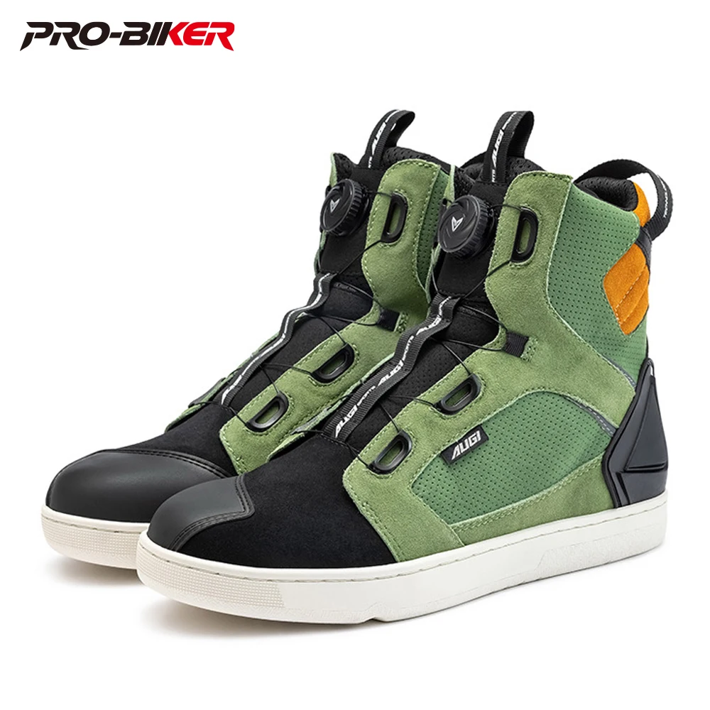 حذاء بوت للدراجات النارية باللون الأخضر غير قابل للانزلاق بوتاس موتو هومبر مرونة قوية بوتاس موتو موخير حذاء رجالي خفيف الوزن مقاوم للاهتراء #1