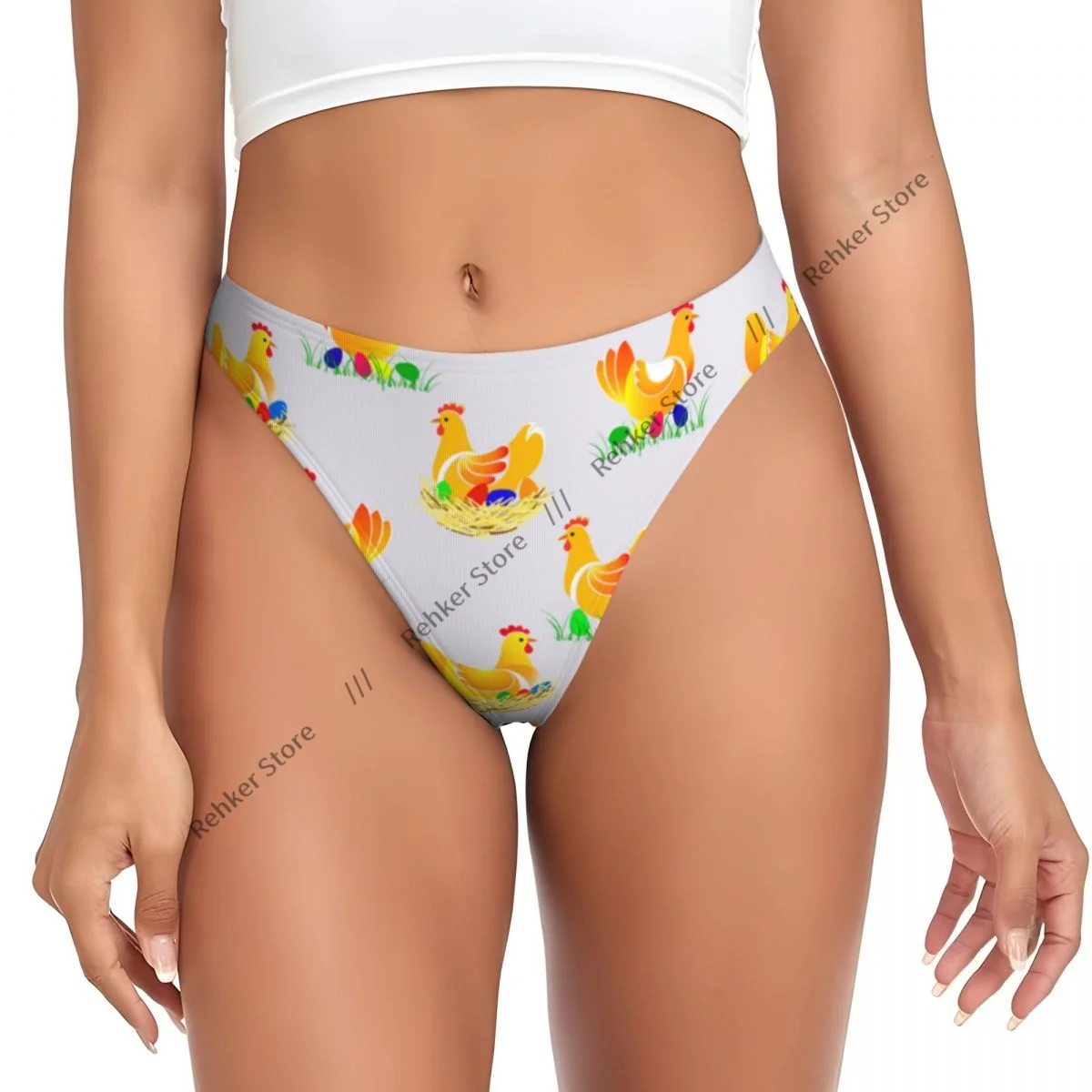 Women's Panties Chicken With Colorful Eggs On The Nest Underwear Sexy Thongs Lingerie G-Strings