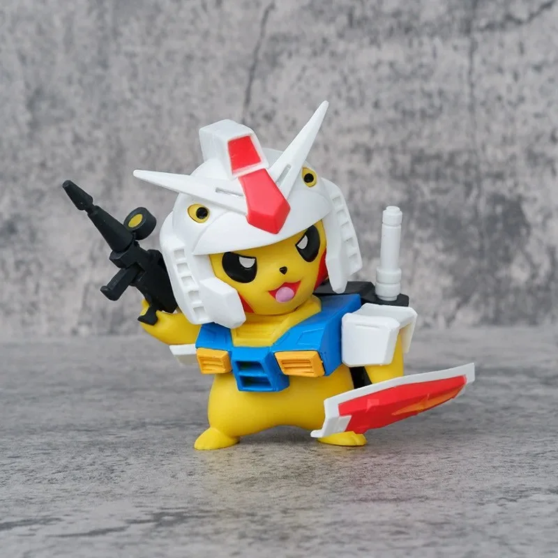 In Stock 11cm Pikachu Cos Gundam Rx78 Mecha Action Figures Model Cute Cartoon Tide Play Anime Figure Model Children Toy Gift