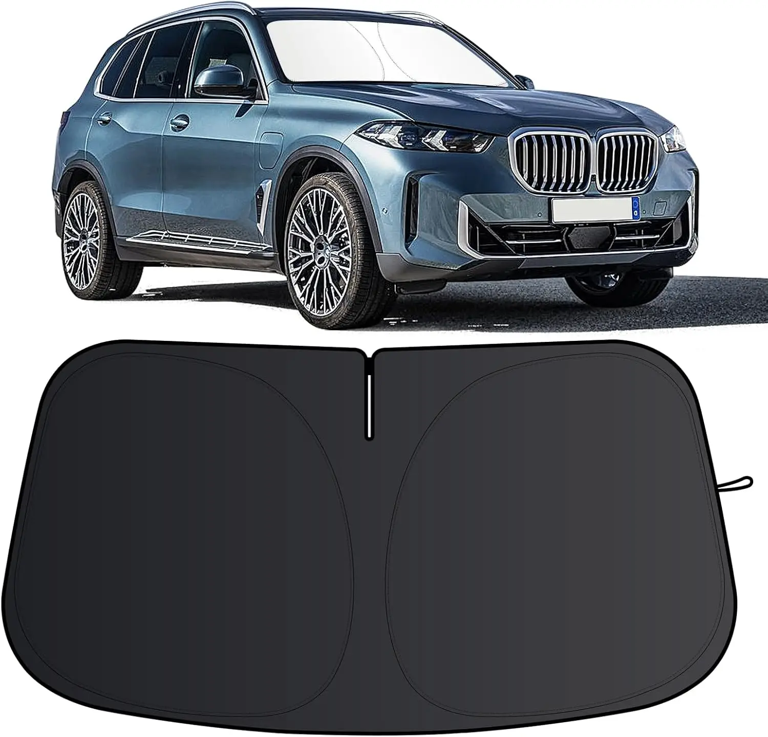 

Windshield Sun Shade for BMW X5 2019-2025, Foldable Sun Visor Protector with Storage Bag, 2-Layers Car Sunshade Front Window Sha