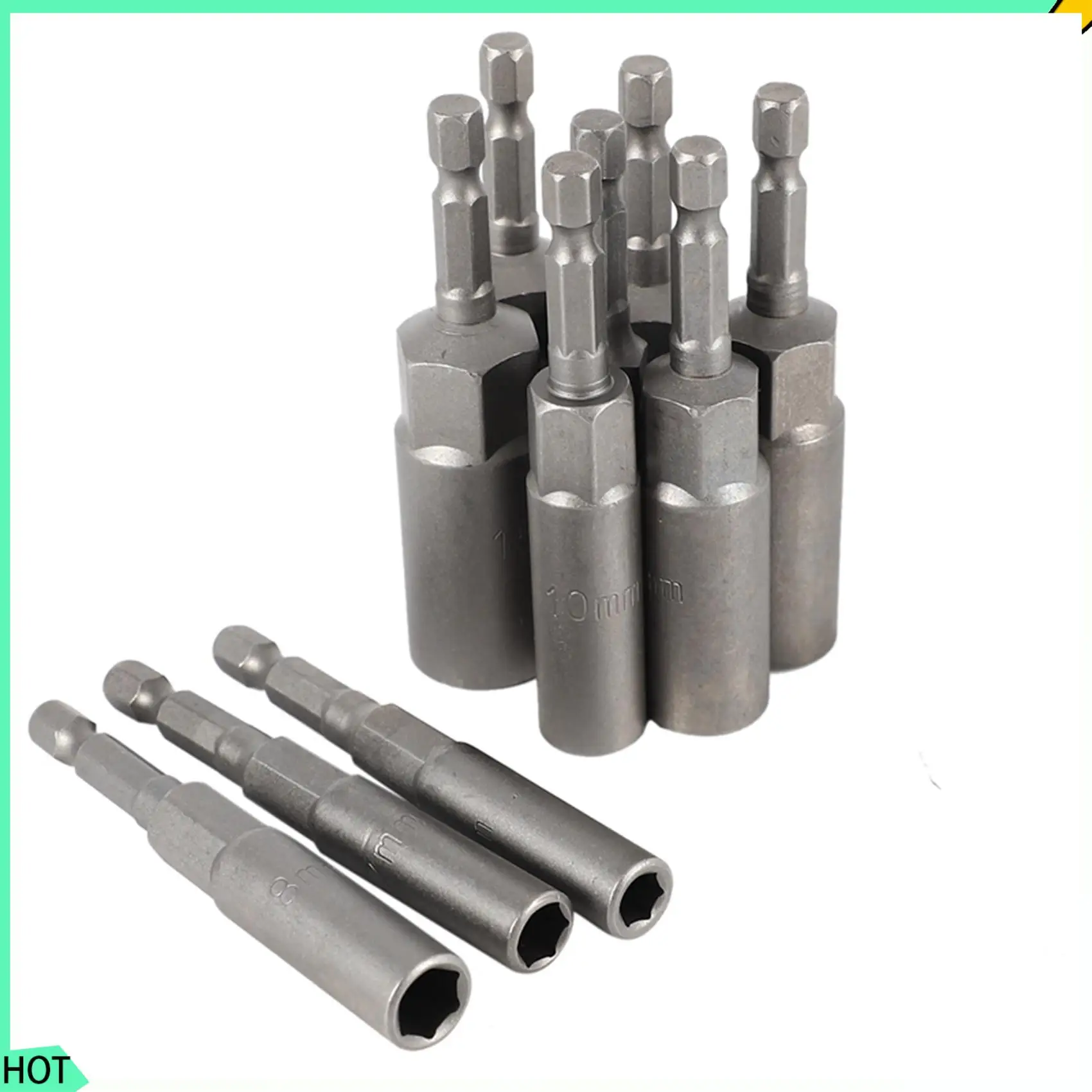

AWAH 20Pc 1/4 Inch Wrench Hex Bit Socket Set Deep Long 1/2 Inch Impact Drill Socket Adapter Drill Bits