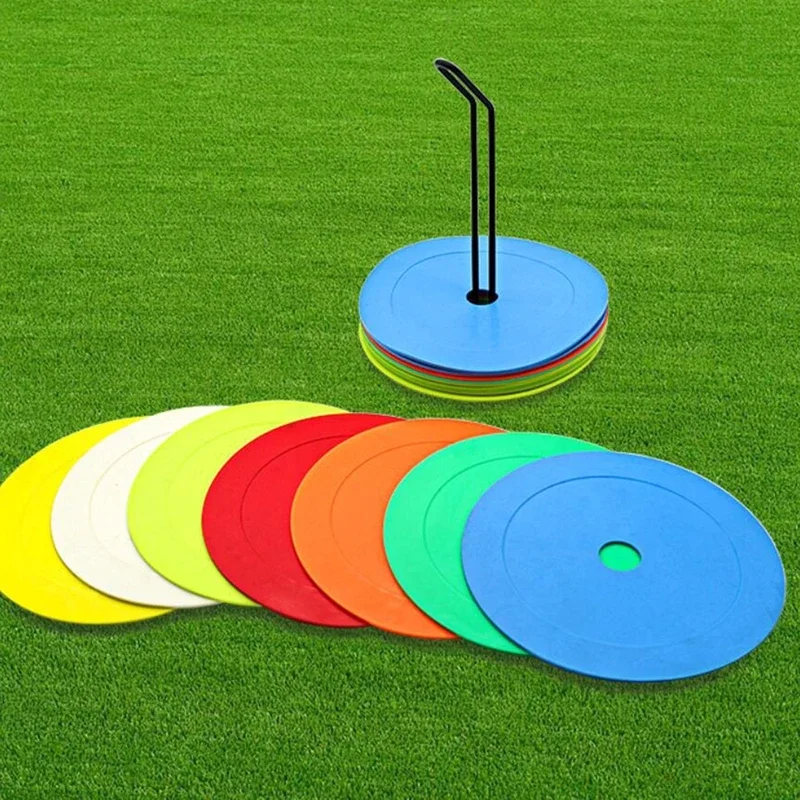 10pcs Football Training Circular Logo Board Sports Football Logo Practice Logo Plate Obstacle Football Plate Flat Logo Pad