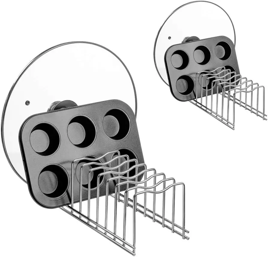 

Pot Pan Lid Holder Rack Organizer, Kitchen Dish Plate Storage Organizer Drying Rack, Bakeware Pot Lid Rack Holder Organ