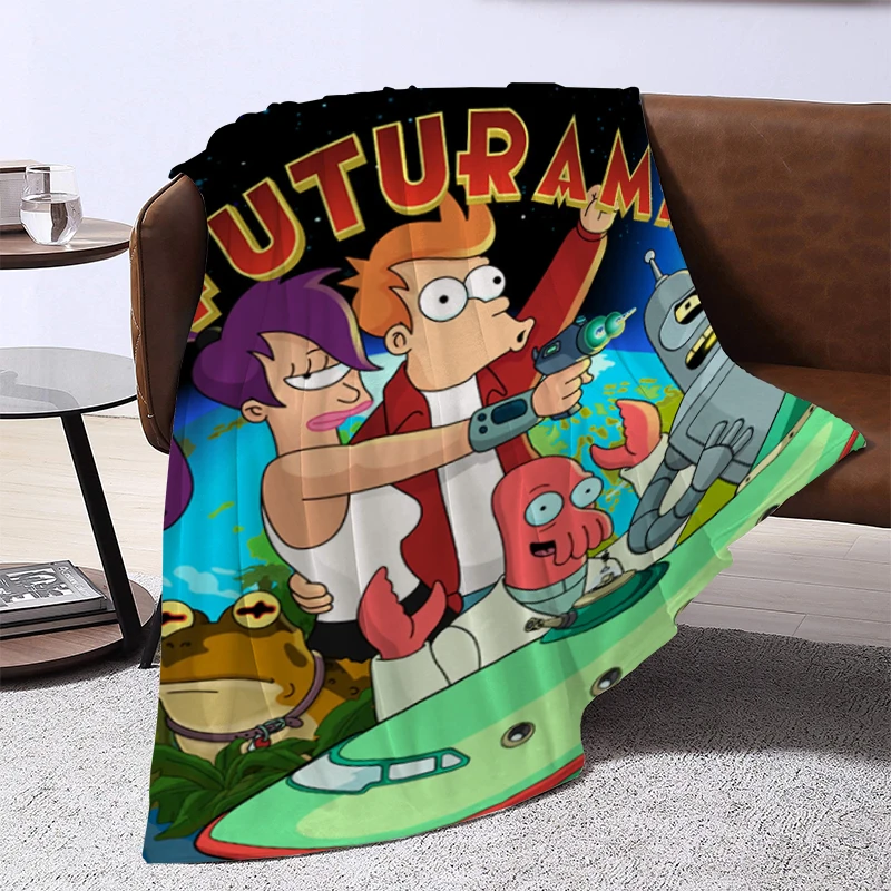 Anime F-Futurama Throw Blanket, Literie en microcarence, Couvertures de canapé, Catnap King Lid, Knee Bed, Décoratif, Hiver