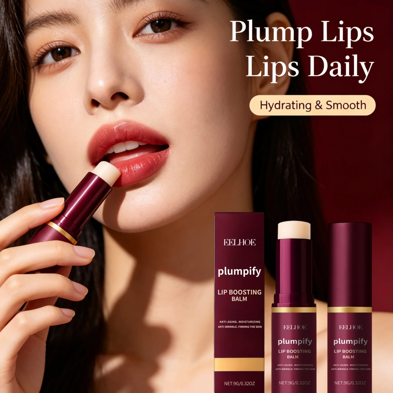 EELHOE Plumping Lip Balm Moisturizing Soft Skin Dry Lip Relief Fade Lip Lines Non Sticky Deeply Nourishing Repair Lip Balm 9g