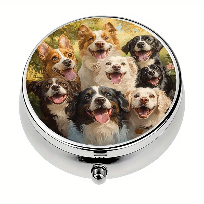 Single pack, 3-compartment wallet pill box, dog-shaped or wallet-style pill box, small travel pill box, suitable for personal outdoor travel and office medication reminders, handheld pill box
