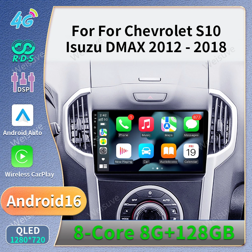 Android 16 Carplay Car Radio Multimedia For Chevrolet TrailBlazer 2012 - 2016 S-10 S10 Colorado For Isuzu D-Max DMAX Stereo 2din